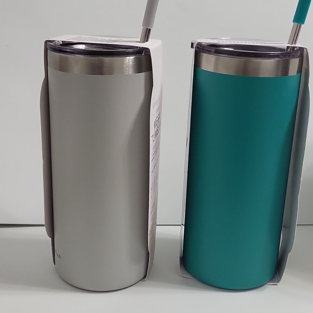 Mega Tumbler Set 42 OZ - Grey and Teal - Picture 2 of 4